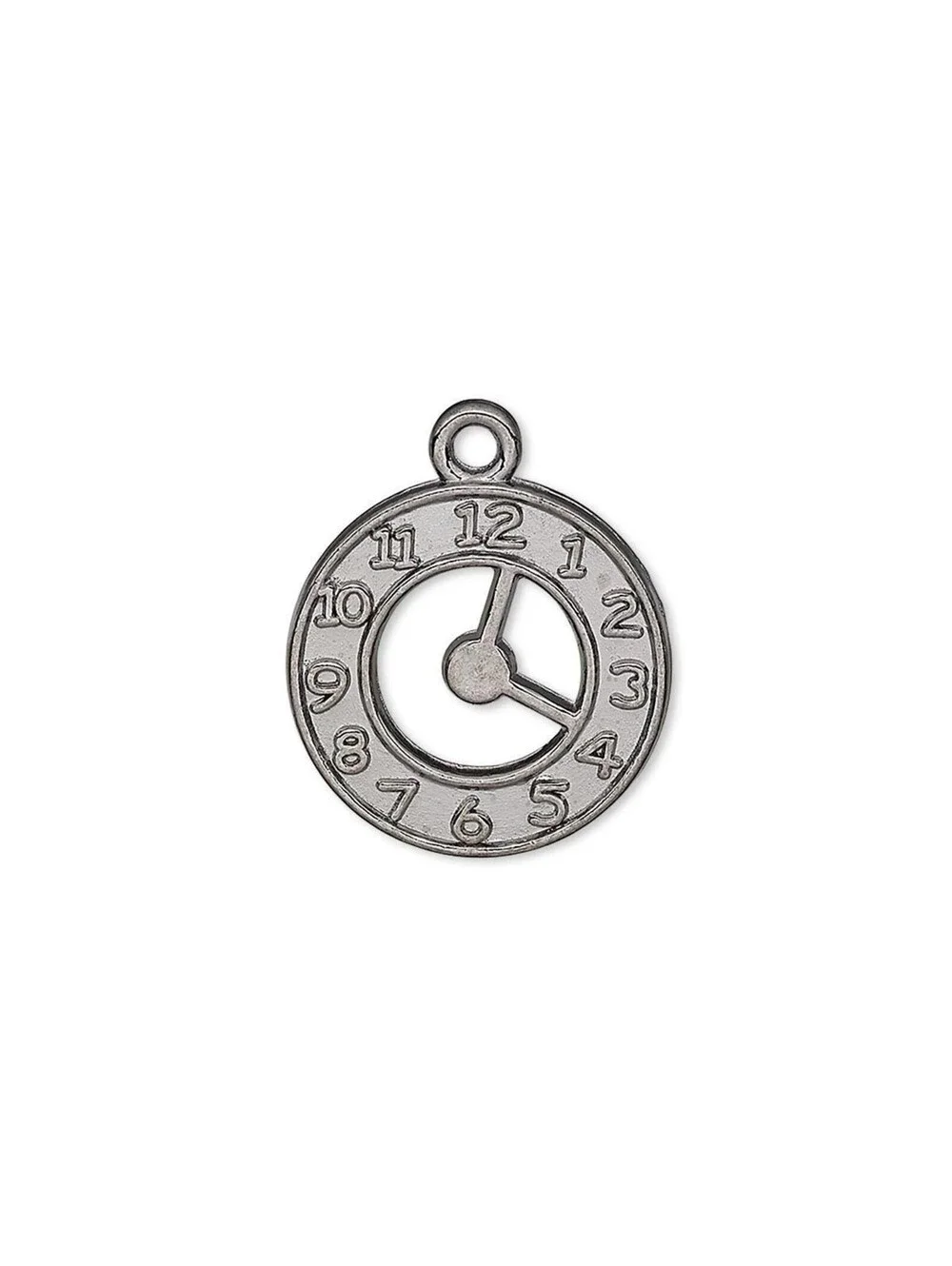 10 Gunmetal Black Pewter 18mm Open Analog Clock Face 2-Sided Charms Pendants
